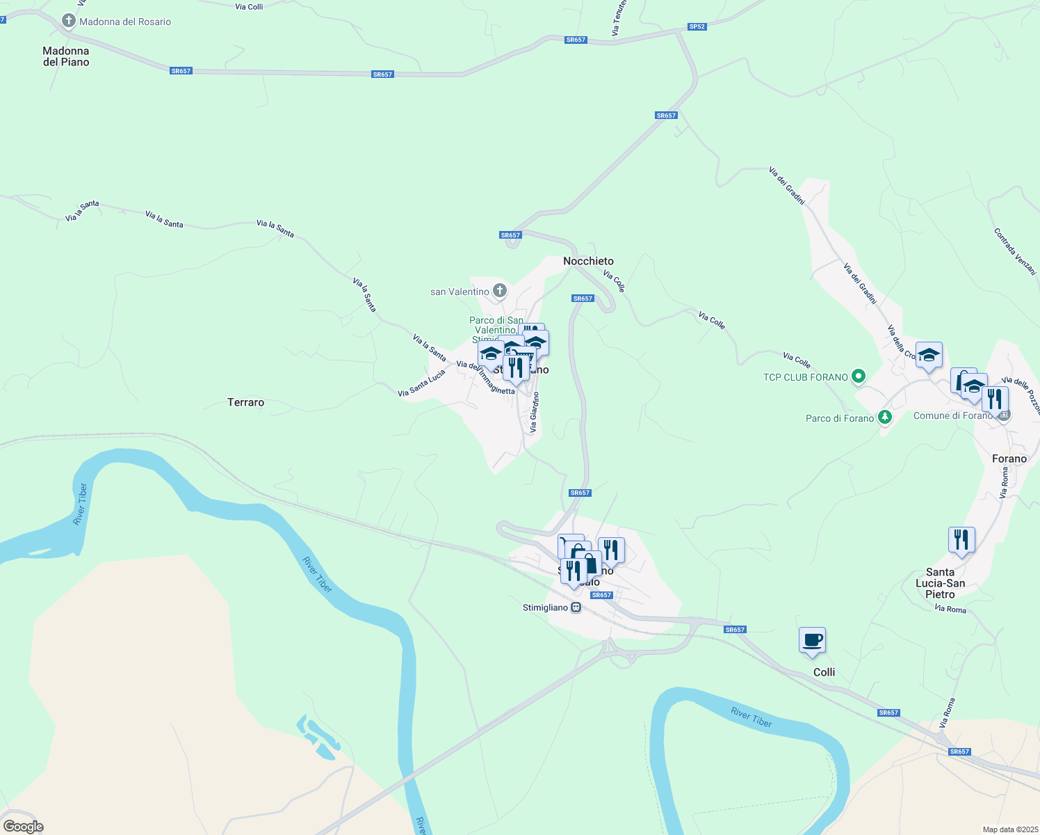 map of restaurants, bars, coffee shops, grocery stores, and more near 53 Via Francesco Eusepi in Stimigliano