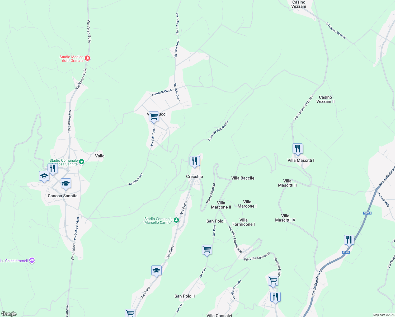 map of restaurants, bars, coffee shops, grocery stores, and more near 2 Vico XIX in Crecchio