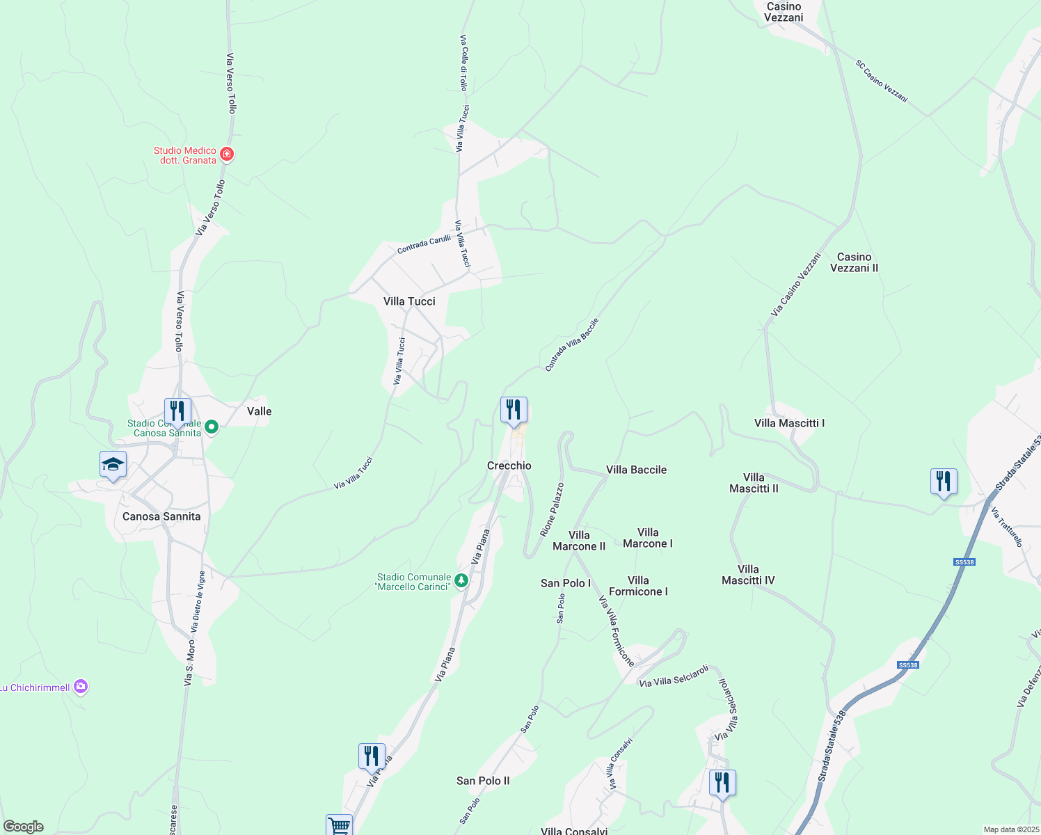 map of restaurants, bars, coffee shops, grocery stores, and more near 2 Vico XIX in Crecchio