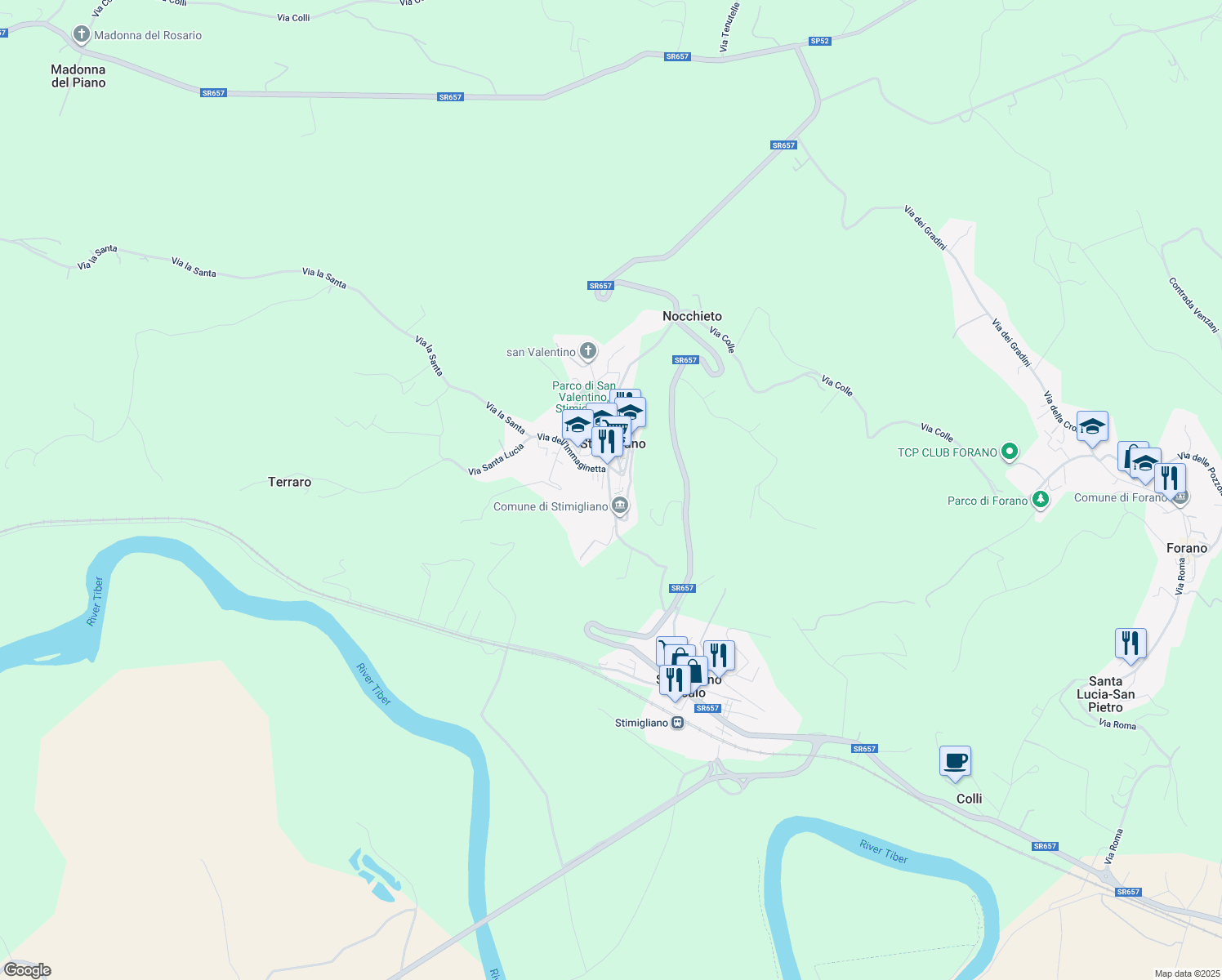 map of restaurants, bars, coffee shops, grocery stores, and more near 53 Via Francesco Eusepi in Stimigliano