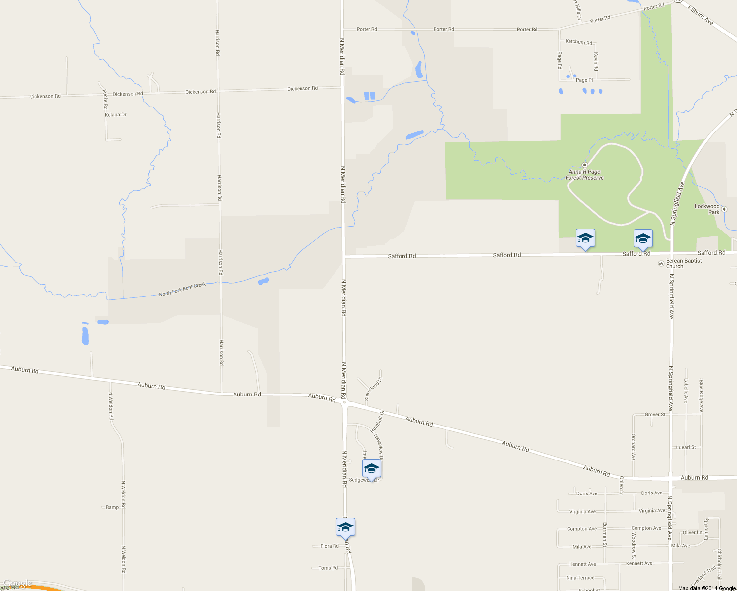map of restaurants, bars, coffee shops, grocery stores, and more near 2811 N Meridian Rd in Rockford