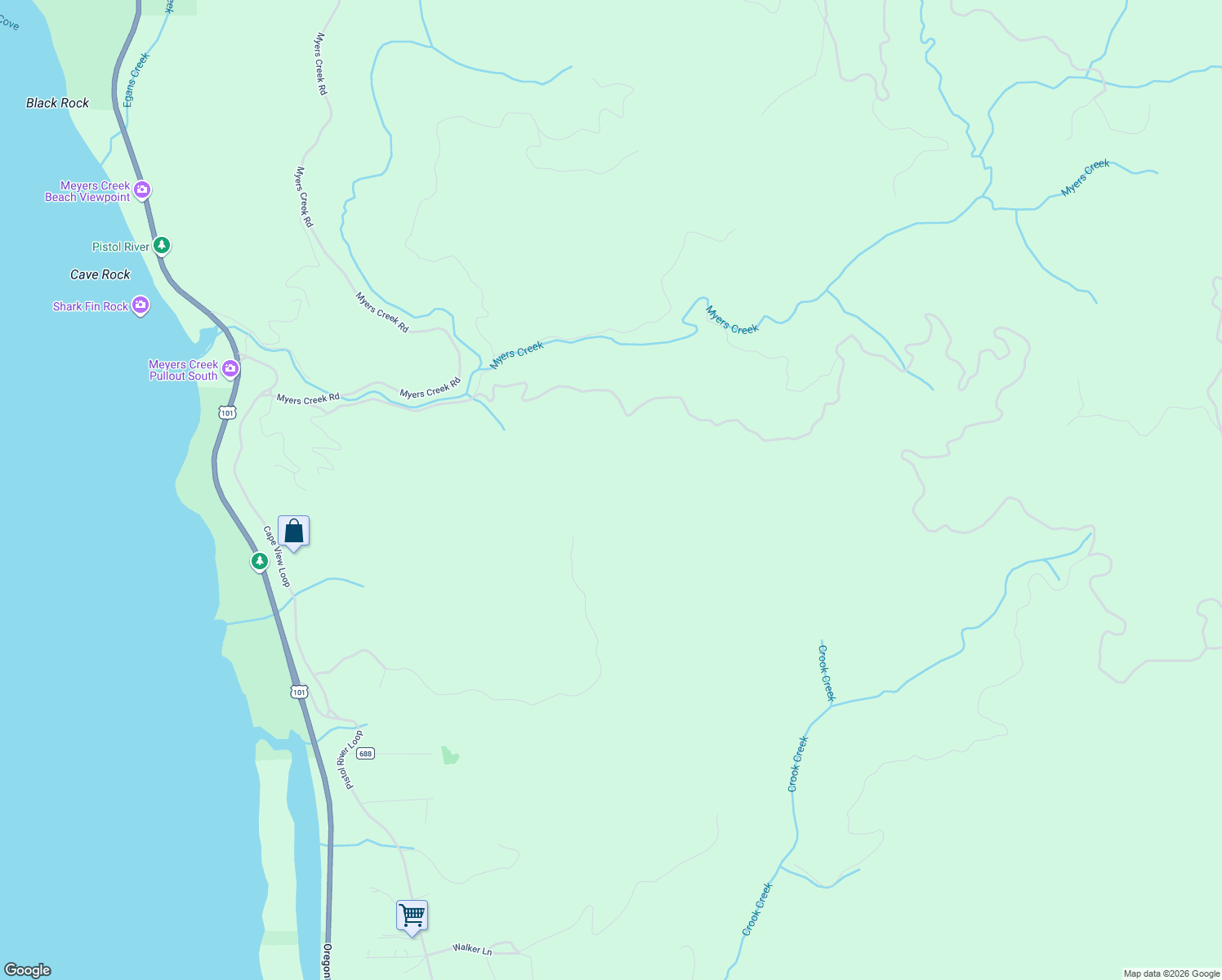 map of restaurants, bars, coffee shops, grocery stores, and more near 25500 Cape View Loop in Gold Beach
