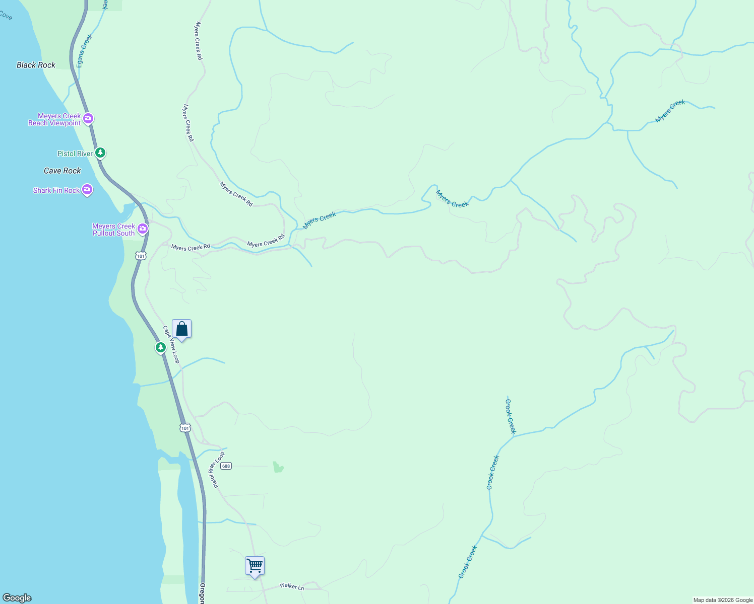 map of restaurants, bars, coffee shops, grocery stores, and more near 25500 Cape View Loop in Gold Beach