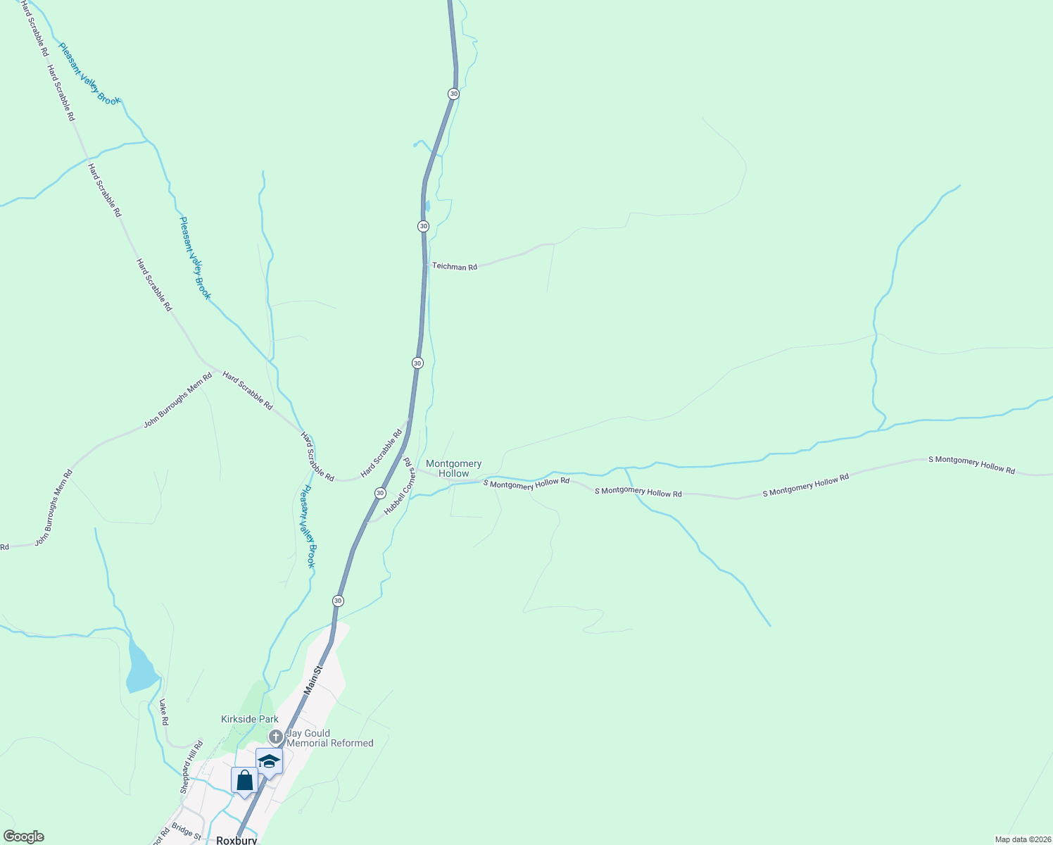 map of restaurants, bars, coffee shops, grocery stores, and more near 161 Montgomery Hollow Road in Roxbury