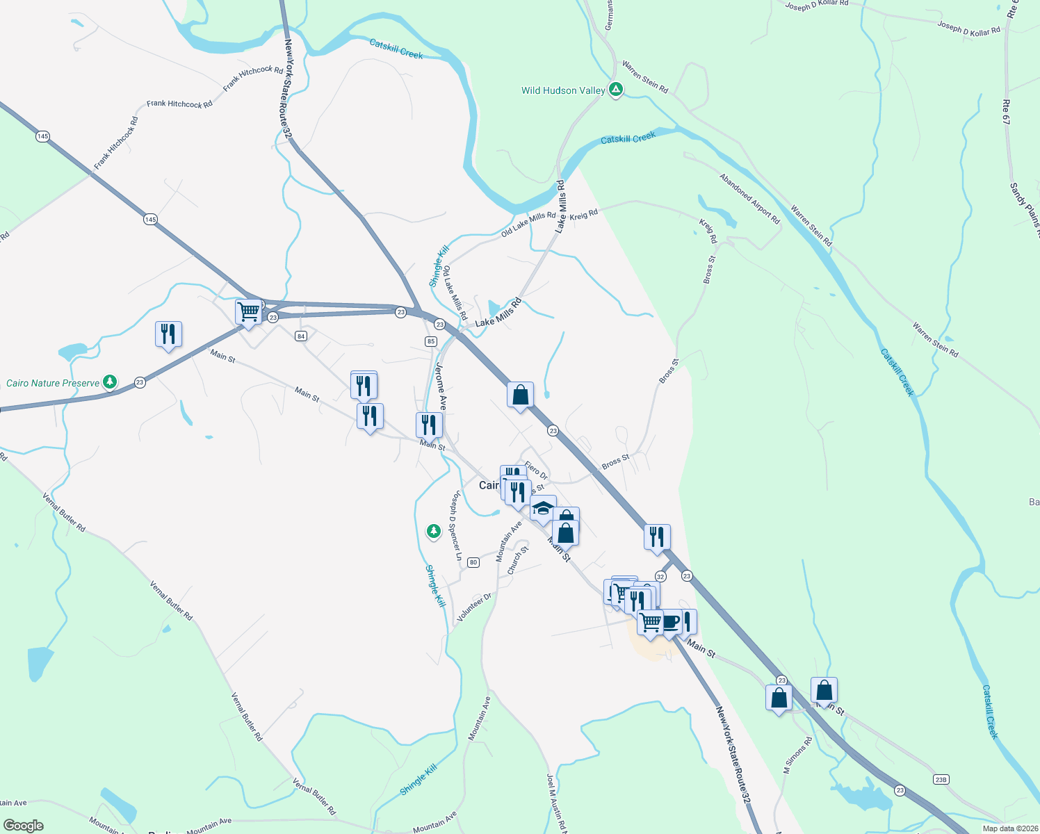map of restaurants, bars, coffee shops, grocery stores, and more near 88 Grove Street in Cairo