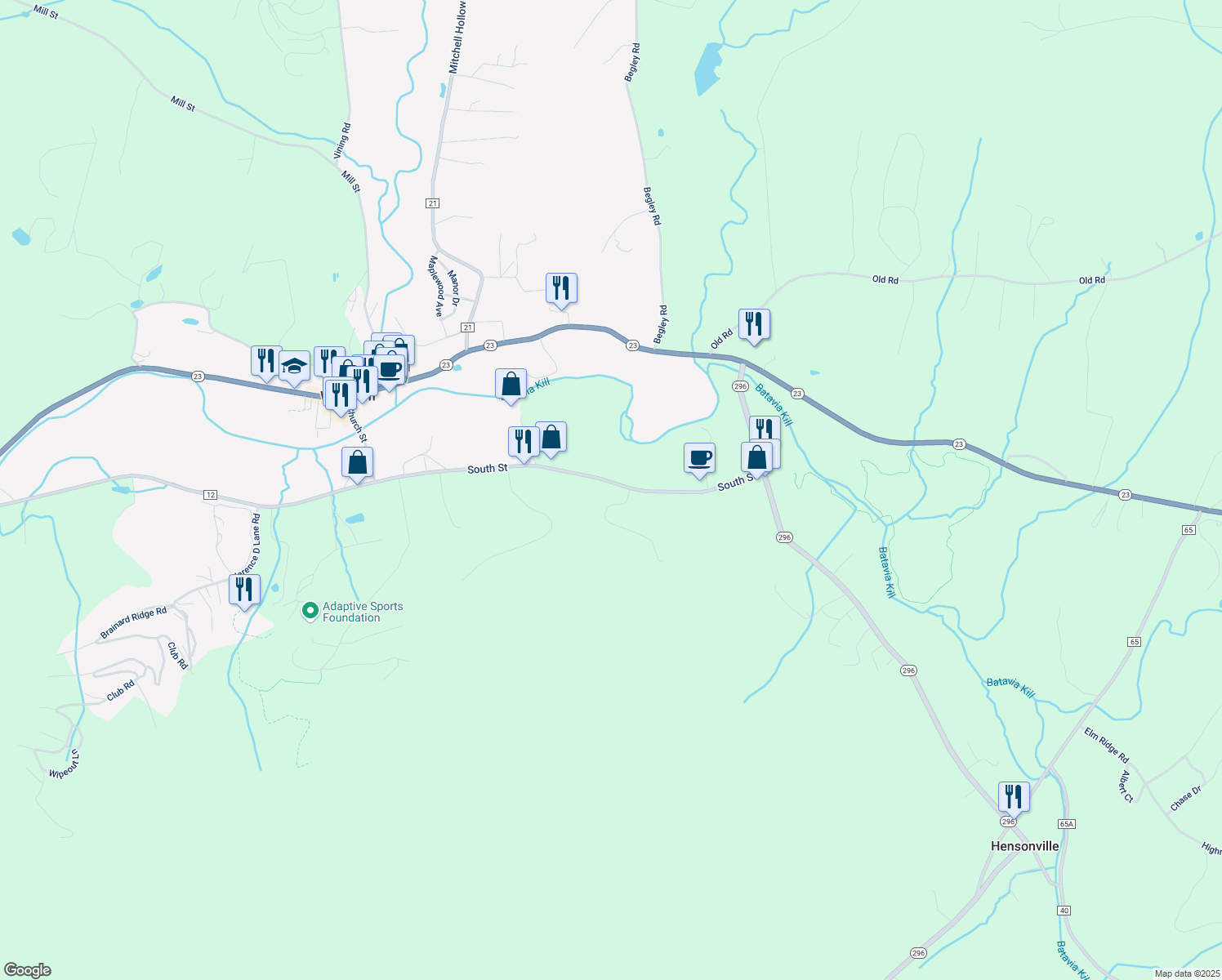 map of restaurants, bars, coffee shops, grocery stores, and more near 89 County Road 12 in Windham