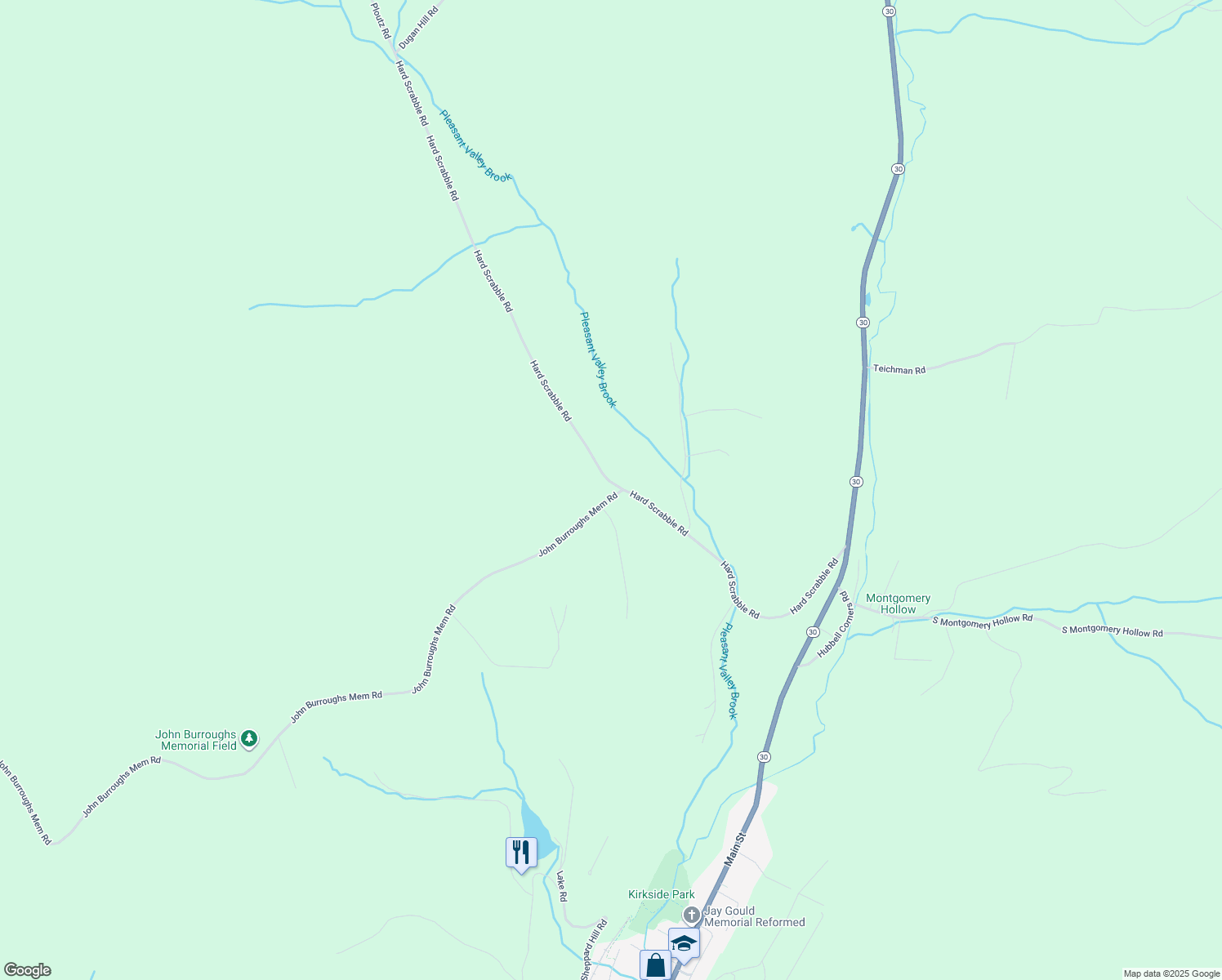map of restaurants, bars, coffee shops, grocery stores, and more near 2746 Burroughs Memorial Rd in Roxbury