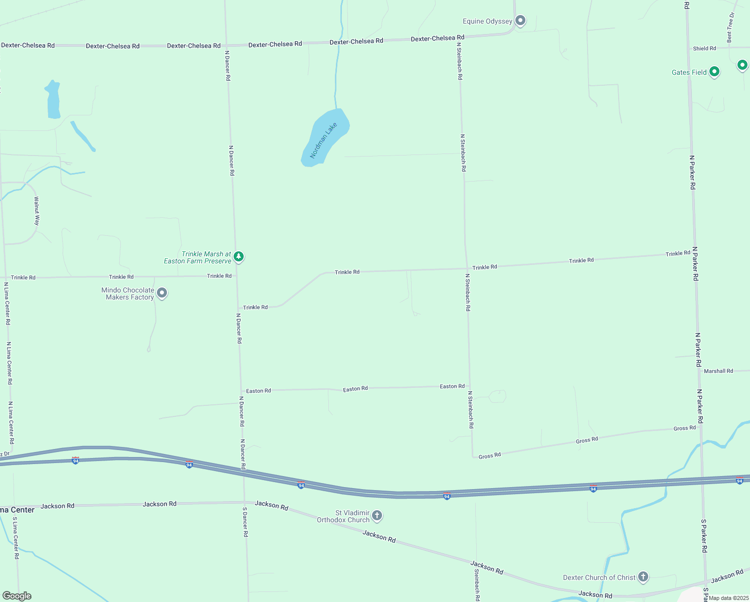 map of restaurants, bars, coffee shops, grocery stores, and more near 9811 Trinkle Road in Dexter