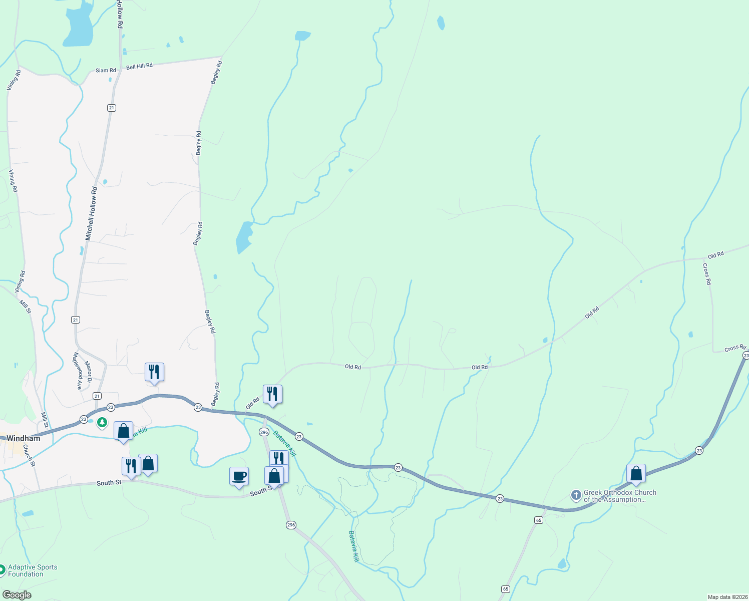 map of restaurants, bars, coffee shops, grocery stores, and more near Northridge Exd in Greene