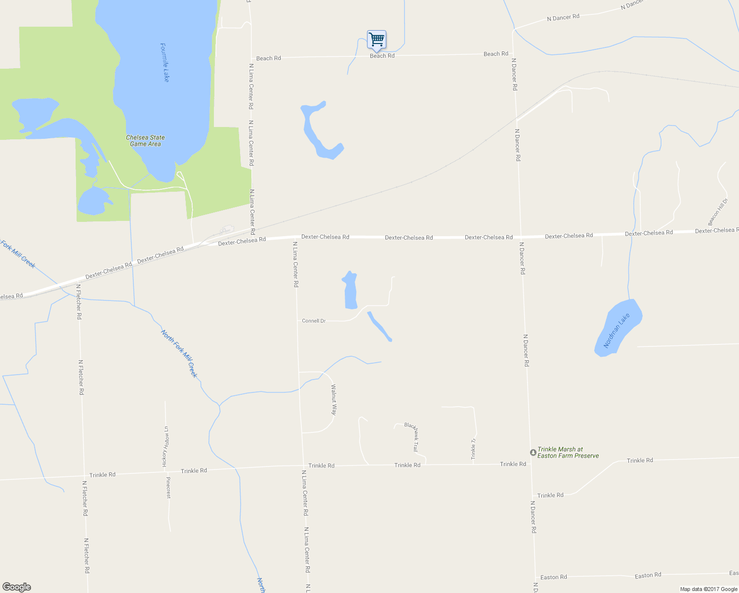 map of restaurants, bars, coffee shops, grocery stores, and more near 11180 Connell Drive in Dexter