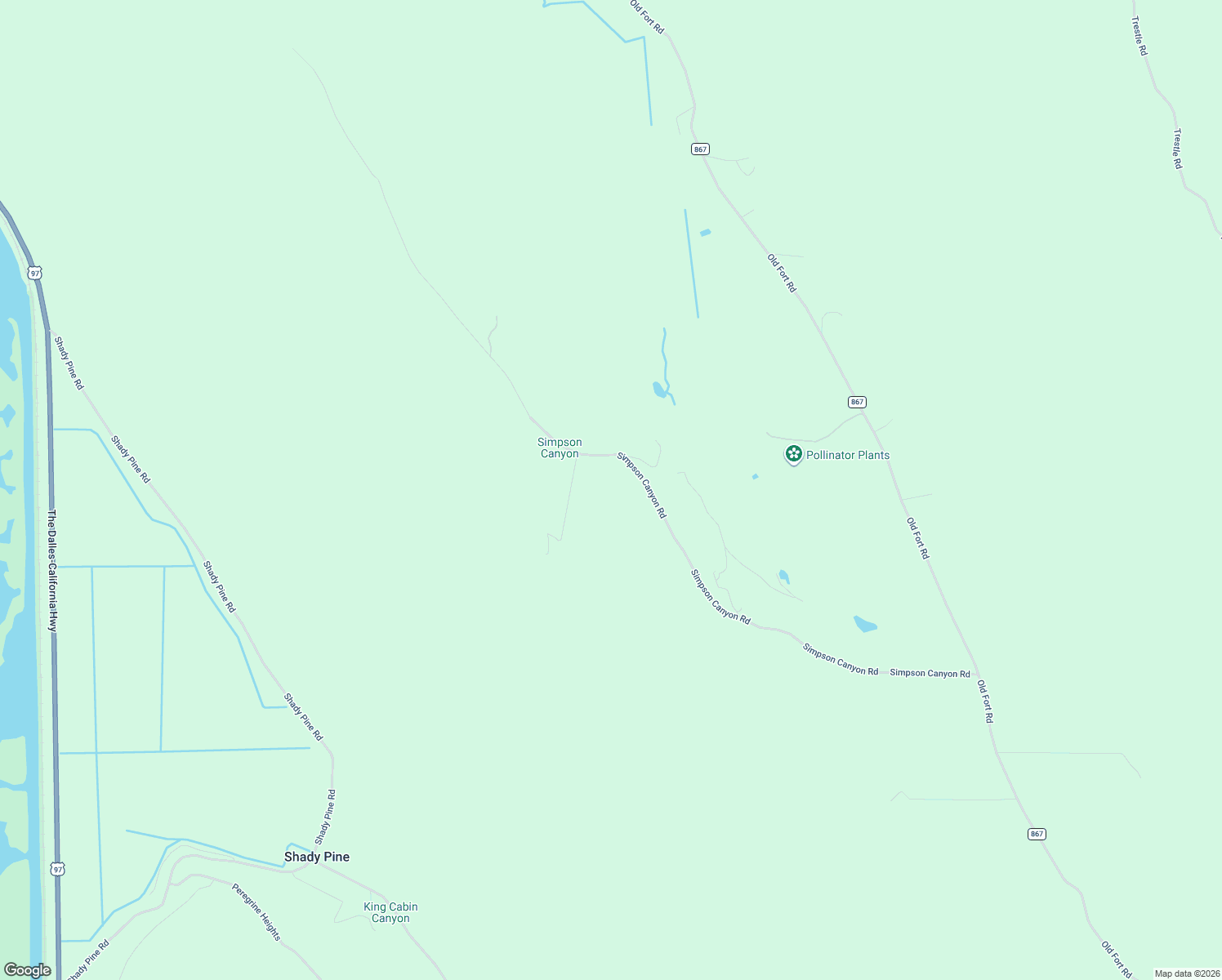map of restaurants, bars, coffee shops, grocery stores, and more near 10426 Simpson Canyon Road in Klamath Falls