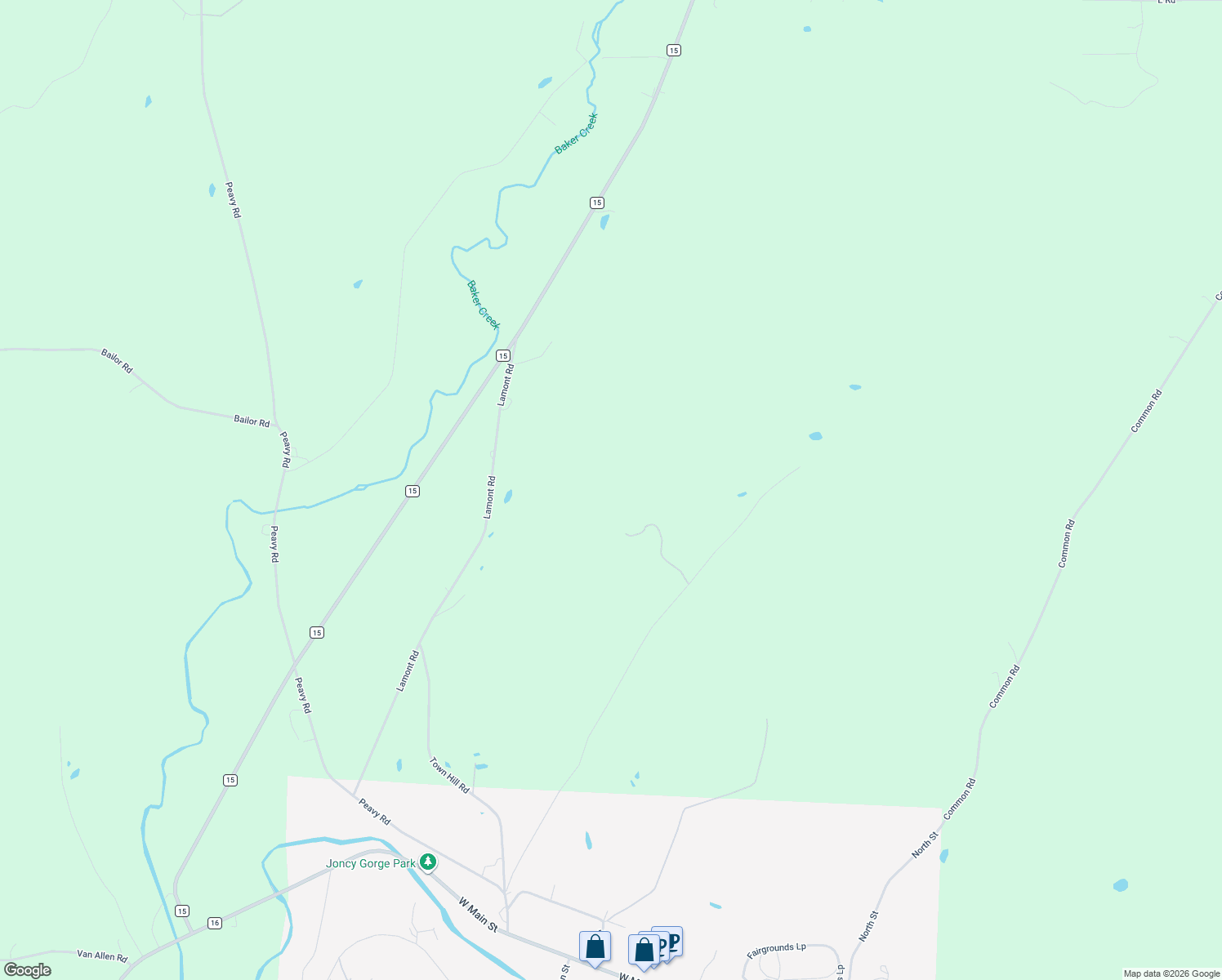 map of restaurants, bars, coffee shops, grocery stores, and more near 7474 Lamont Road in Angelica