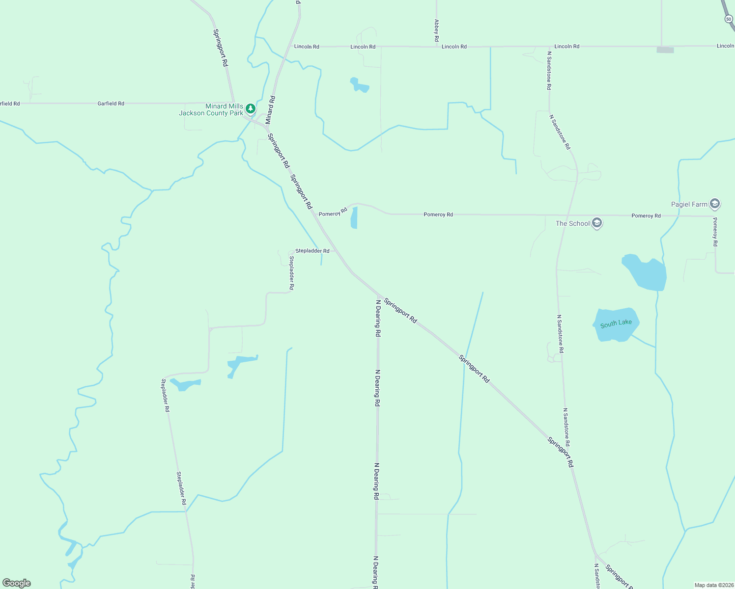 map of restaurants, bars, coffee shops, grocery stores, and more near 8050 Springport Road in Parma