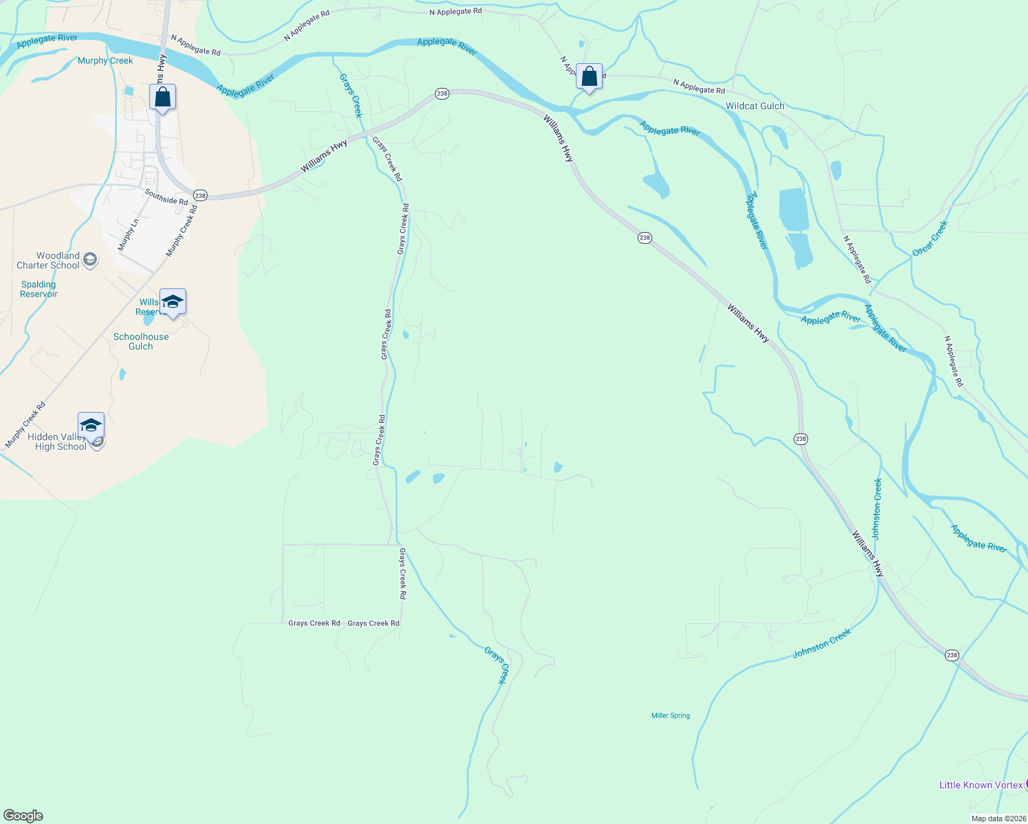 map of restaurants, bars, coffee shops, grocery stores, and more near 660 Copper Drive in Grants Pass