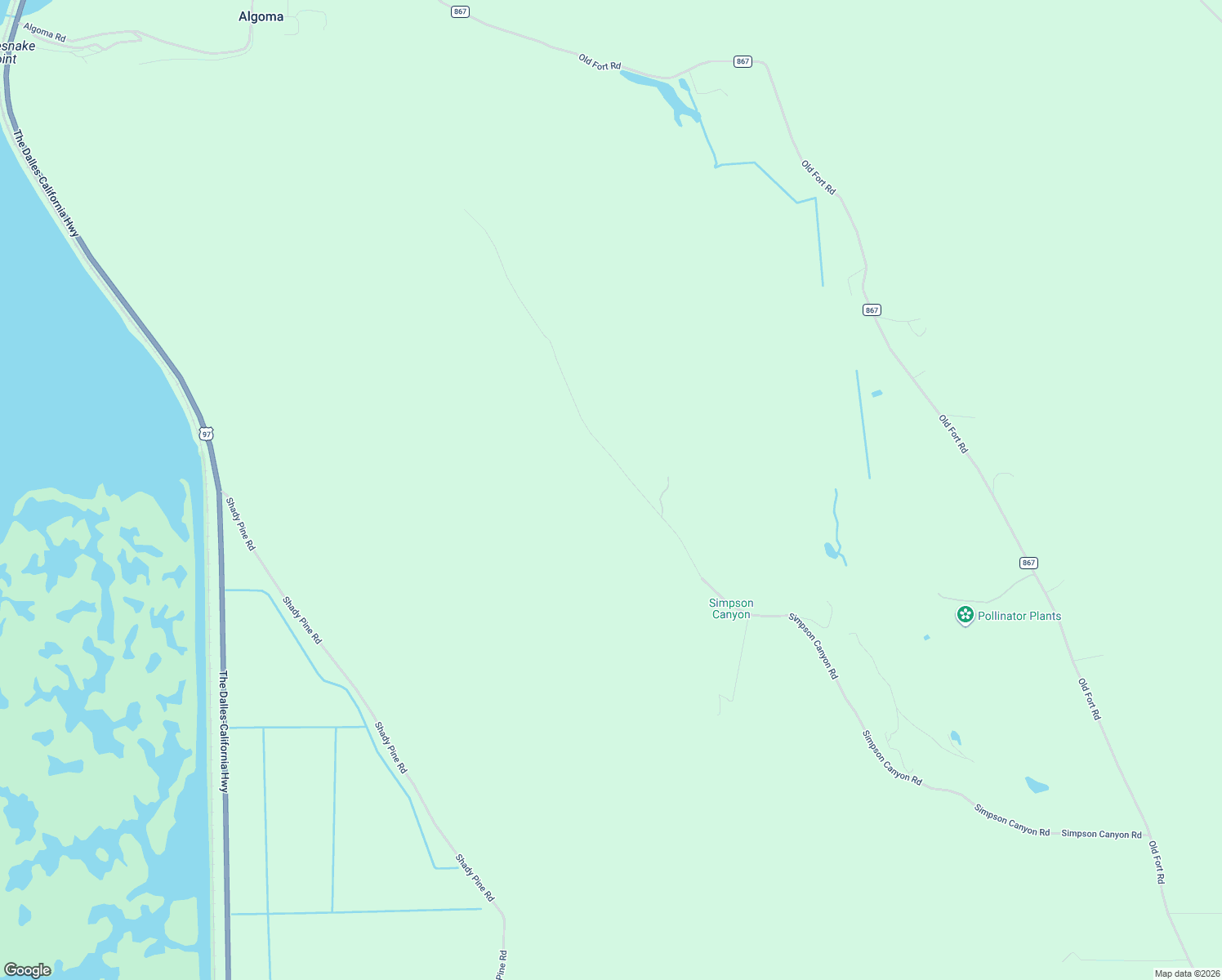map of restaurants, bars, coffee shops, grocery stores, and more near 10945 Simpson Canyon Road in Klamath Falls