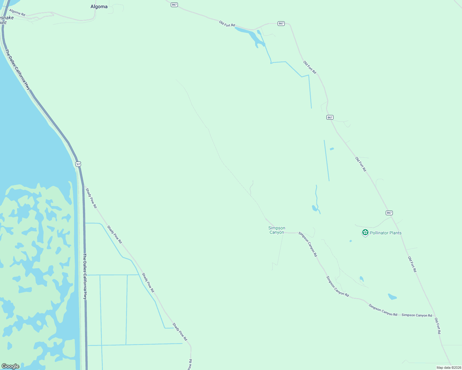 map of restaurants, bars, coffee shops, grocery stores, and more near 10945 Simpson Canyon Road in Klamath Falls