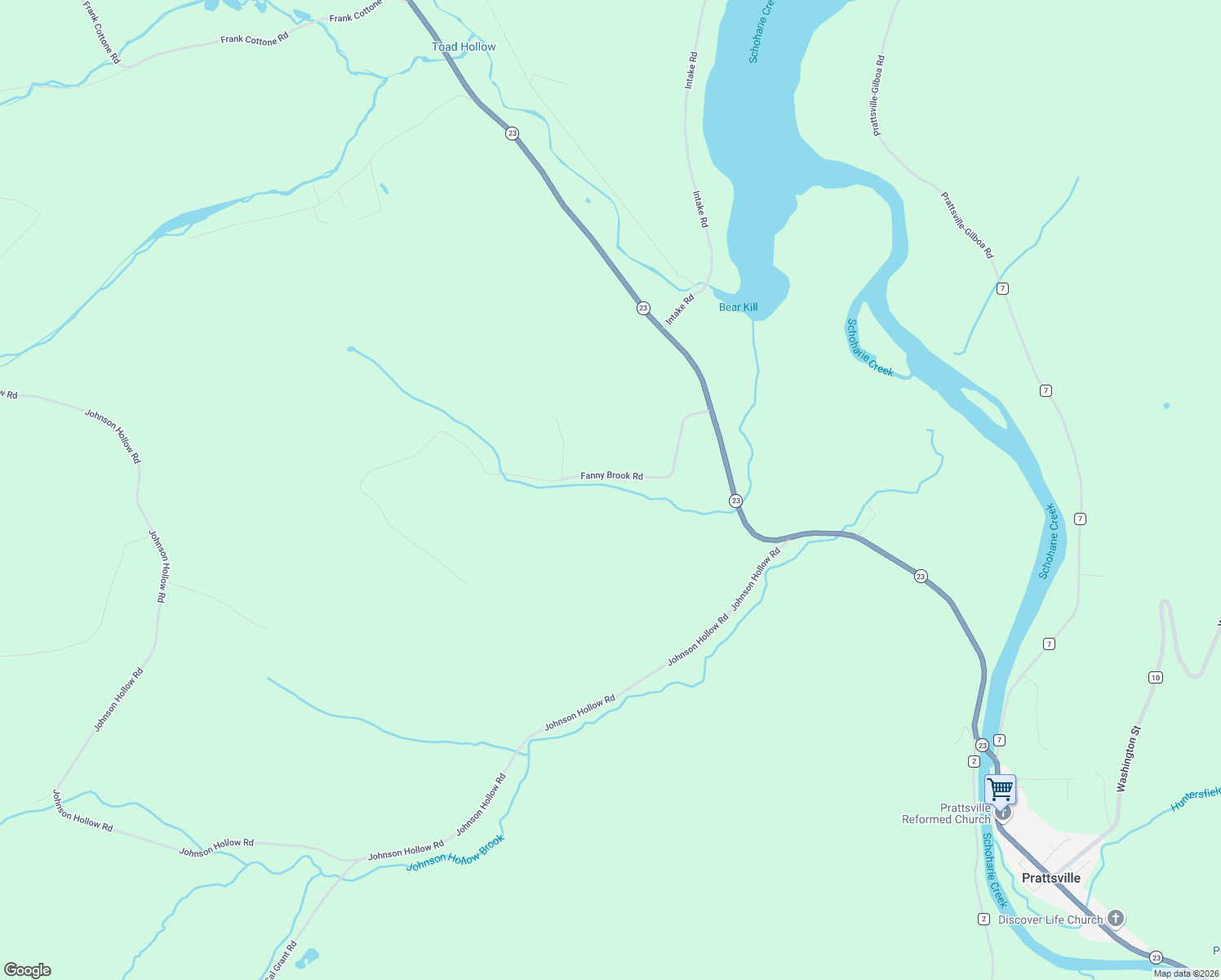 map of restaurants, bars, coffee shops, grocery stores, and more near 361 Fanny Brook Road in Grand Gorge