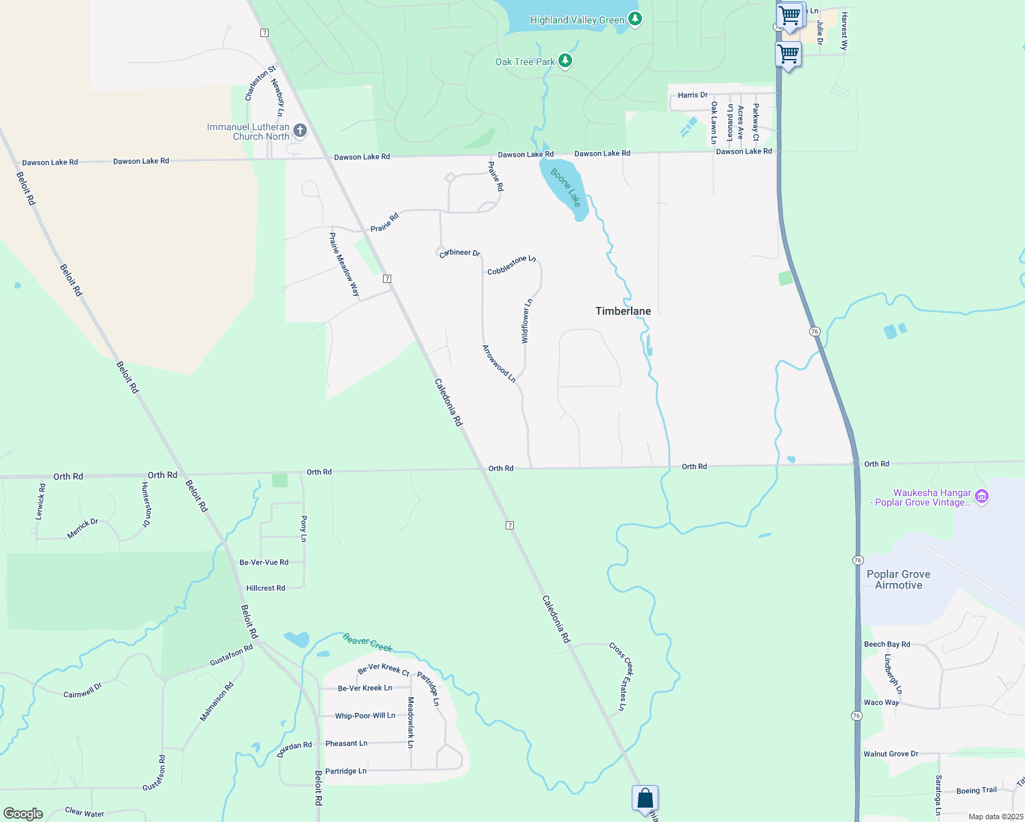 map of restaurants, bars, coffee shops, grocery stores, and more near 12254 Arrowwood Lane in Belvidere