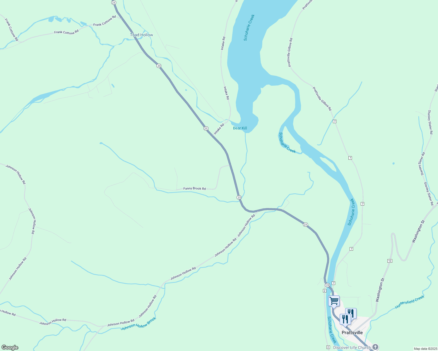 map of restaurants, bars, coffee shops, grocery stores, and more near William Lutz Road in Grand Gorge