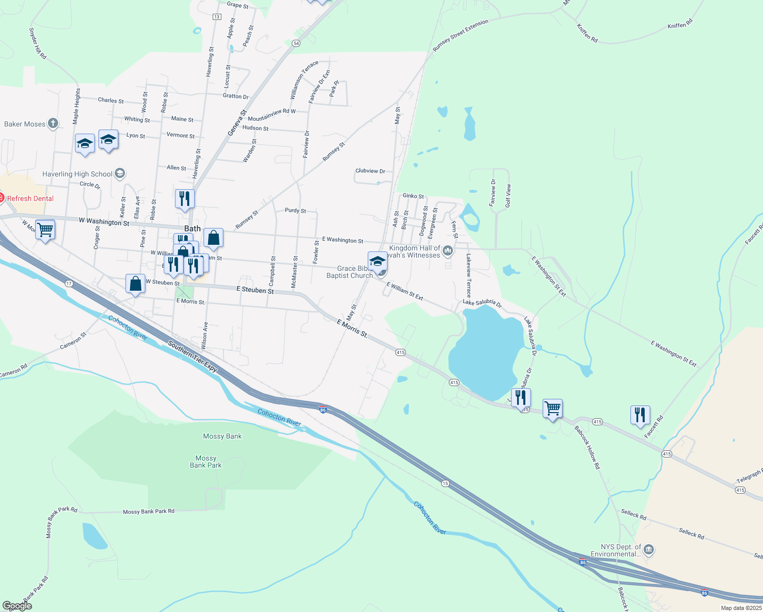 map of restaurants, bars, coffee shops, grocery stores, and more near 16 May St in Bath