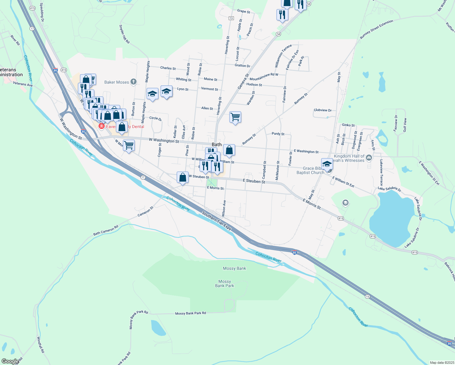 map of restaurants, bars, coffee shops, grocery stores, and more near 3 E Pulteney Square in Bath
