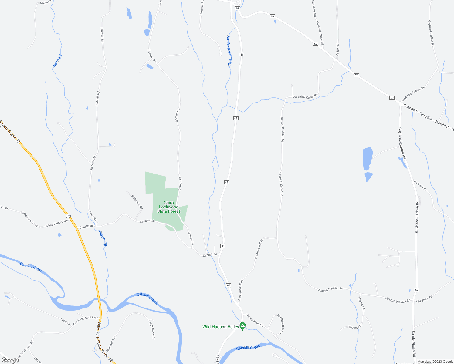 map of restaurants, bars, coffee shops, grocery stores, and more near County Route 41 in Greene County