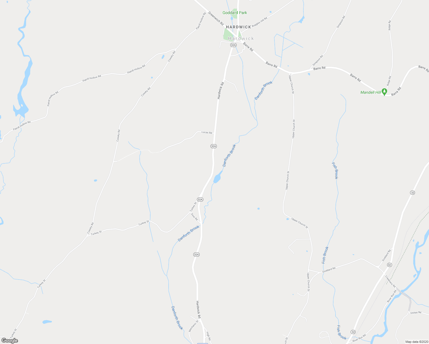 map of restaurants, bars, coffee shops, grocery stores, and more near 822 Hardwick Road in Hardwick