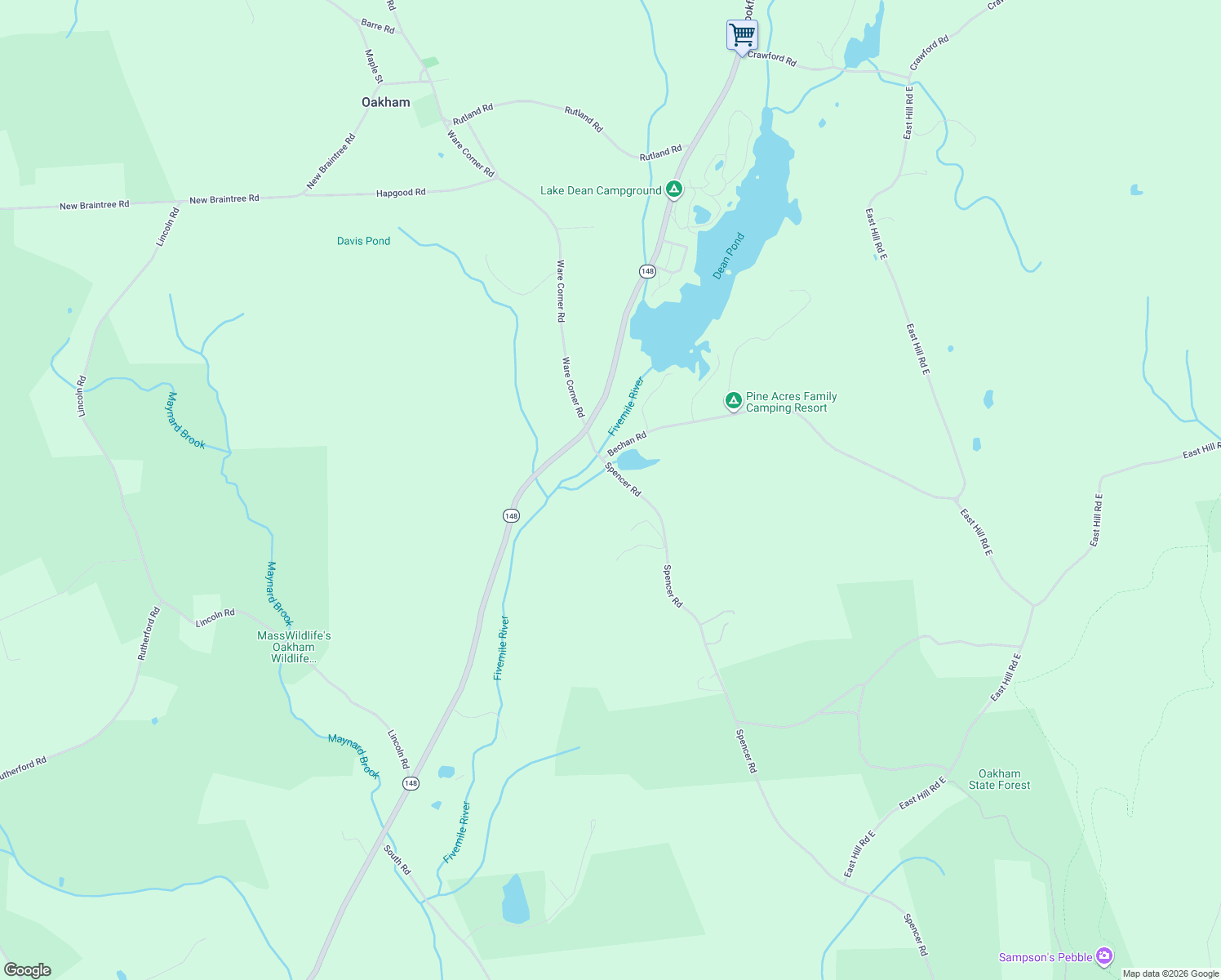 map of restaurants, bars, coffee shops, grocery stores, and more near 78 Spencer Road in Oakham