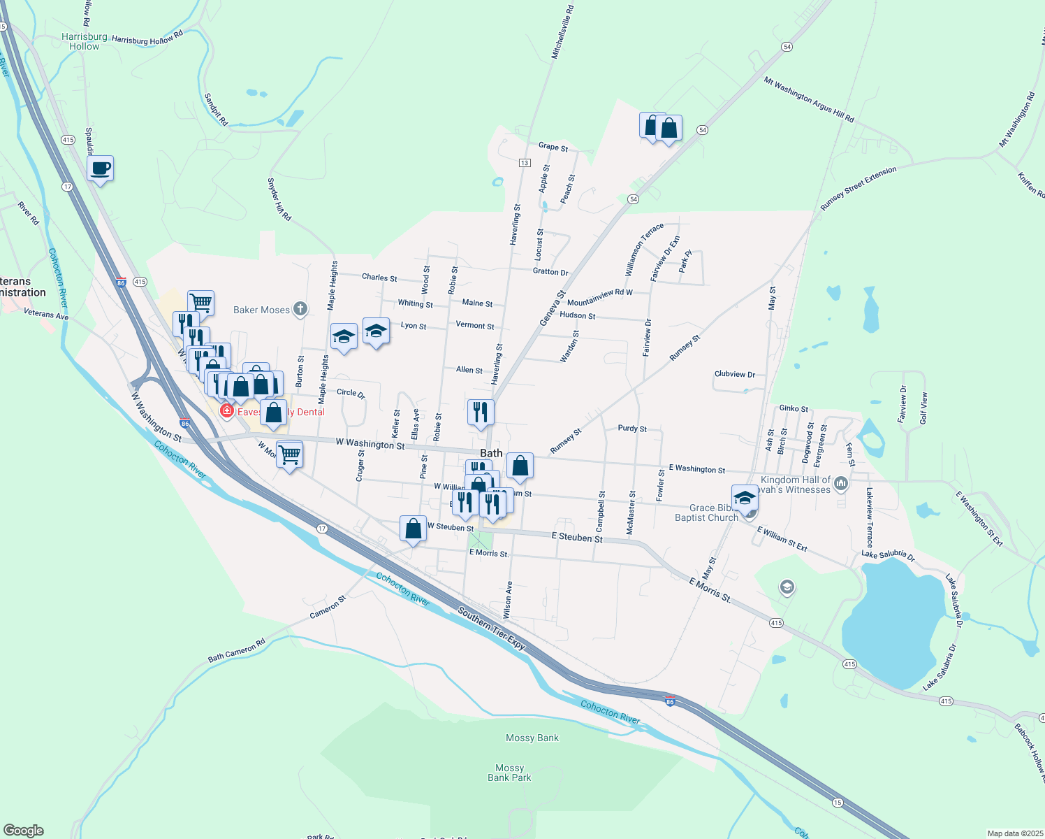 map of restaurants, bars, coffee shops, grocery stores, and more near 11 Elm Street in Bath