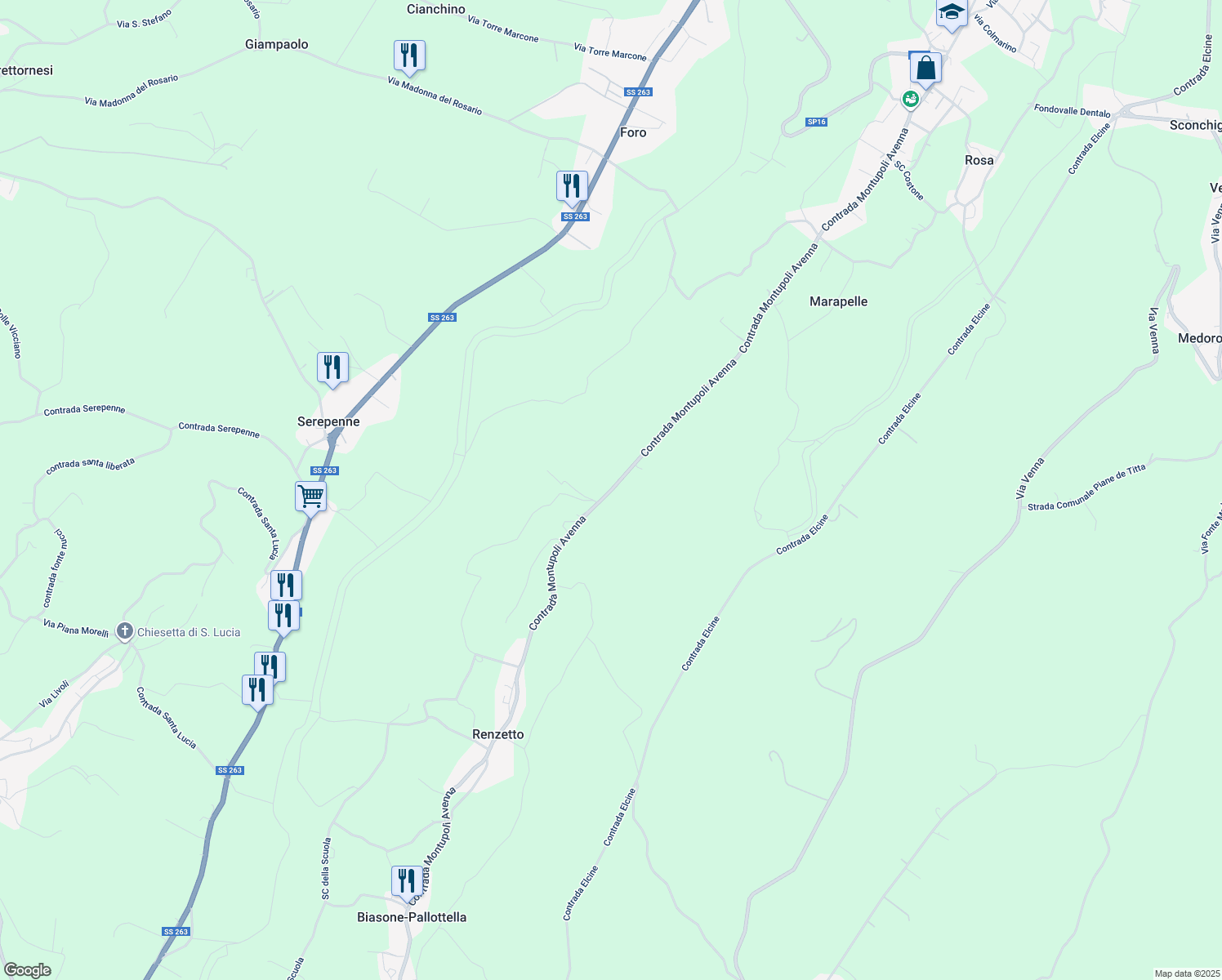 map of restaurants, bars, coffee shops, grocery stores, and more near 53 Contrada Montupoli Avenna in Provincia di Chieti