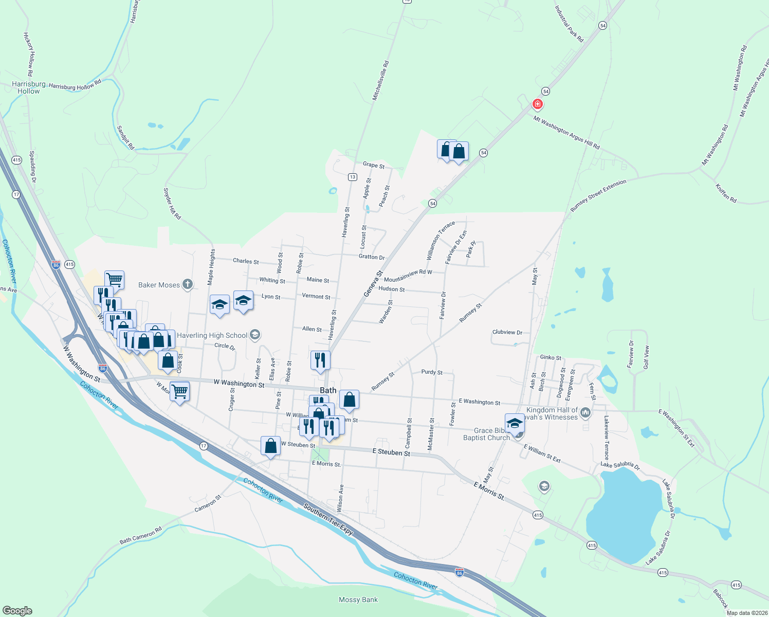 map of restaurants, bars, coffee shops, grocery stores, and more near 23 Warden Street in Bath