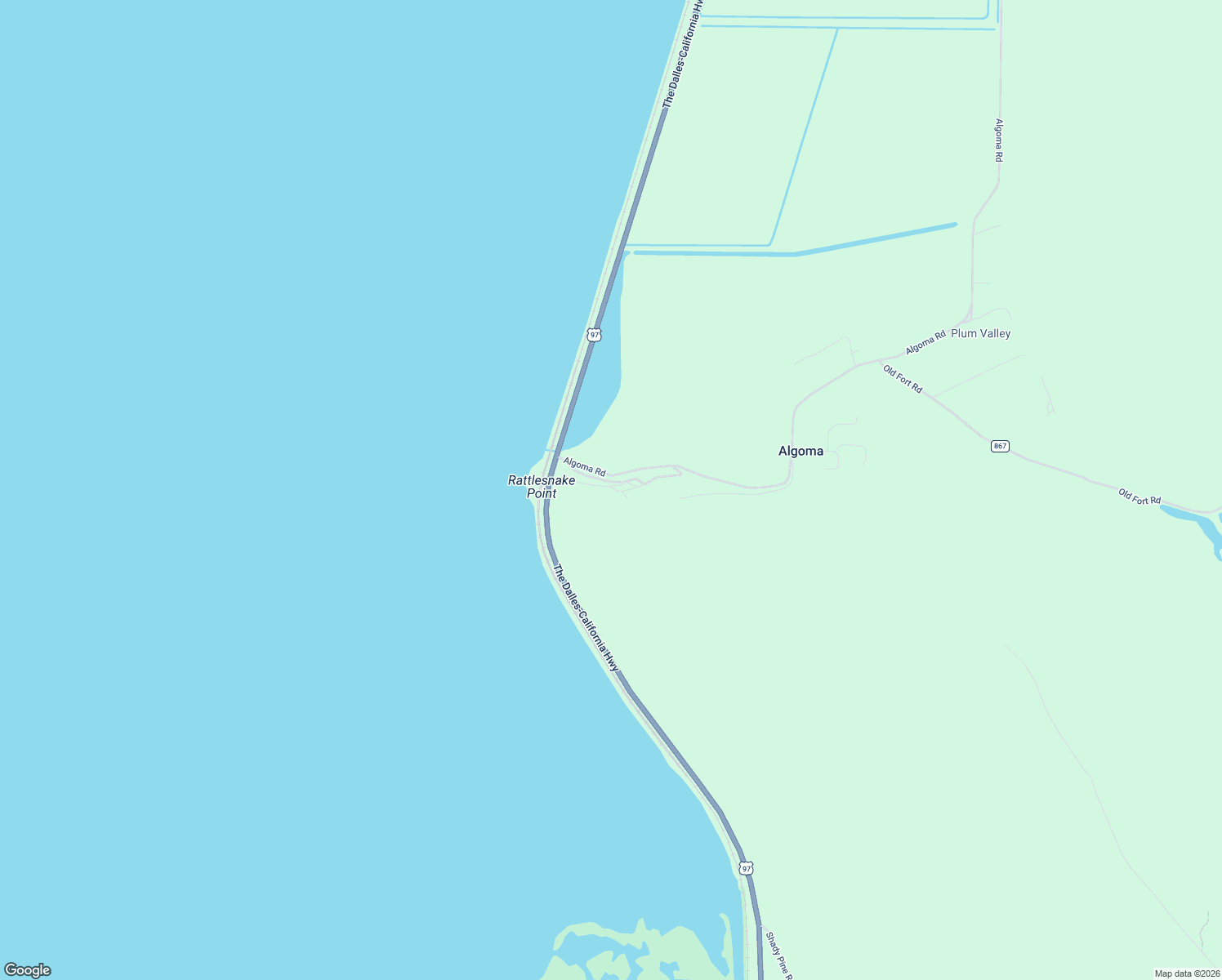 map of restaurants, bars, coffee shops, grocery stores, and more near 12919 Algoma Road in Klamath Falls