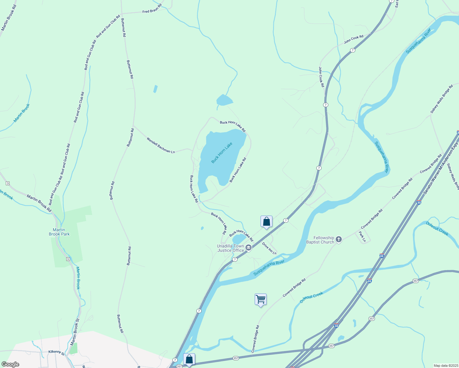 map of restaurants, bars, coffee shops, grocery stores, and more near Buck Horn Lake Rd in Otsego