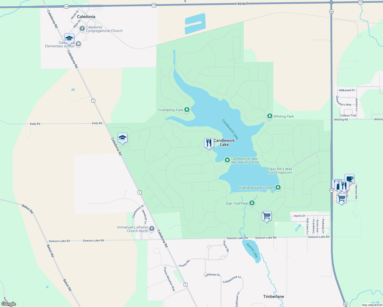 map of restaurants, bars, coffee shops, grocery stores, and more near 117 Pembroke Rd SW in Poplar Grove