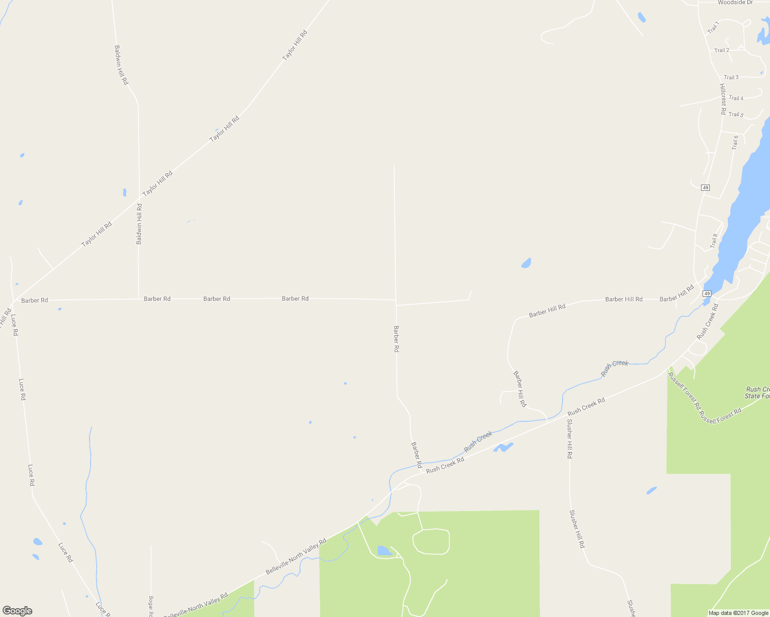 map of restaurants, bars, coffee shops, grocery stores, and more near 8765 Barber Road in Caneadea