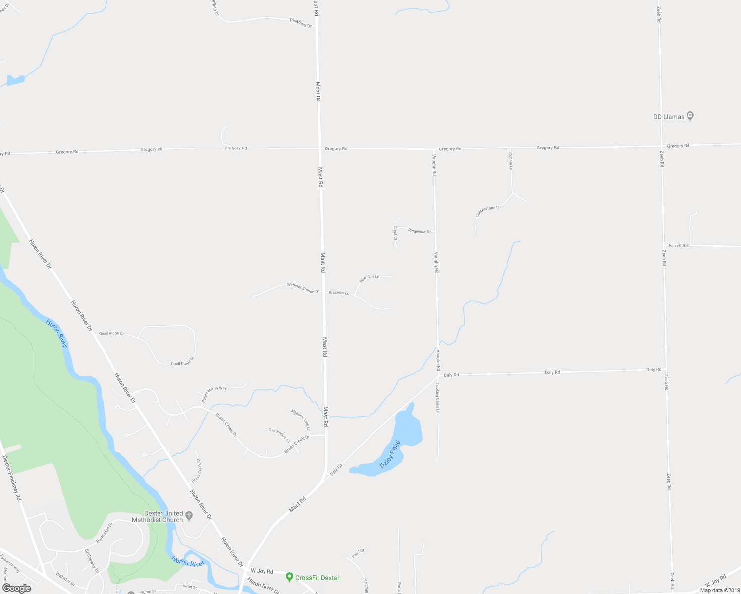 map of restaurants, bars, coffee shops, grocery stores, and more near 6842 Brassow Lane in Dexter