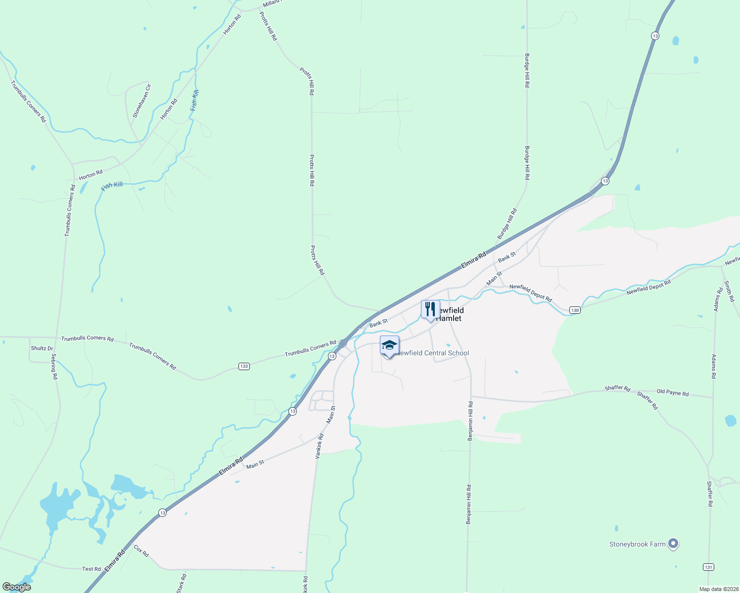 map of restaurants, bars, coffee shops, grocery stores, and more near 325 Protts Hill Rd in Tompkins