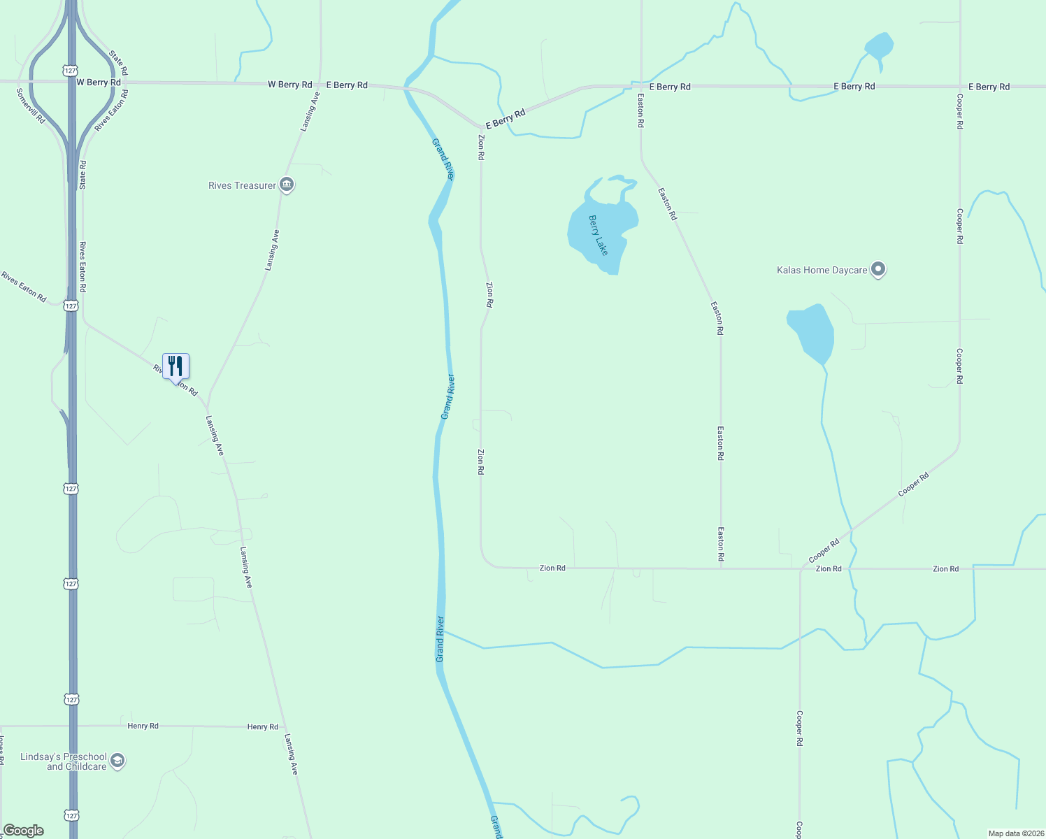 map of restaurants, bars, coffee shops, grocery stores, and more near 8901 Zion Road in Rives Junction