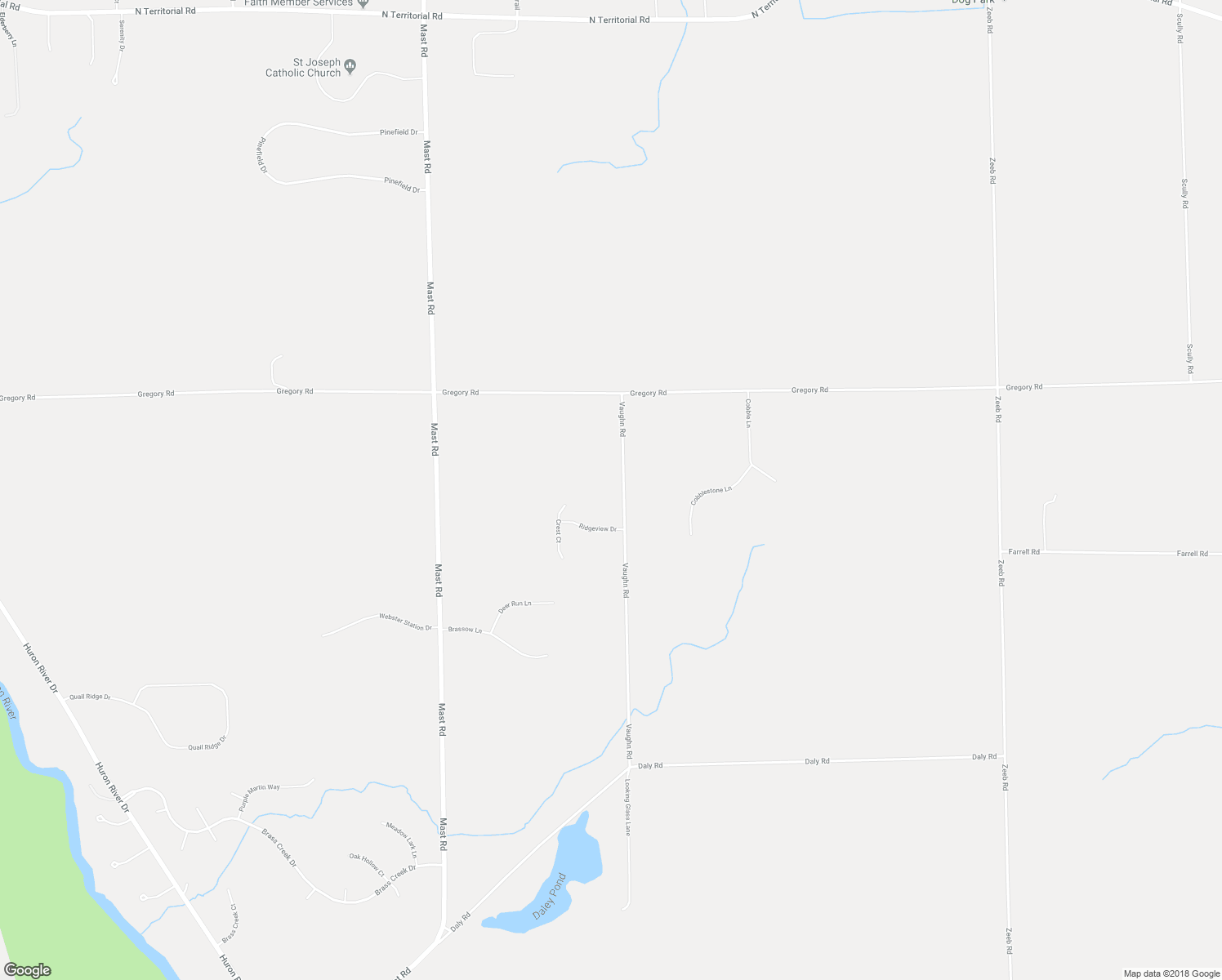 map of restaurants, bars, coffee shops, grocery stores, and more near 5711 Vaughn Road in Dexter