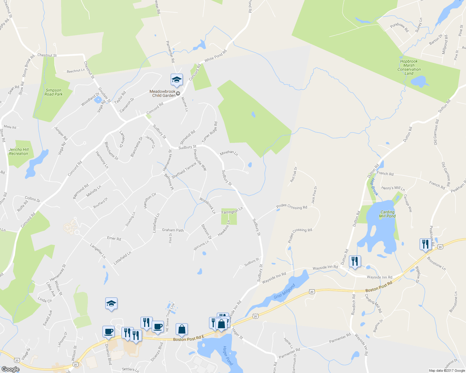 map of restaurants, bars, coffee shops, grocery stores, and more near 321 Sudbury Street in Marlborough