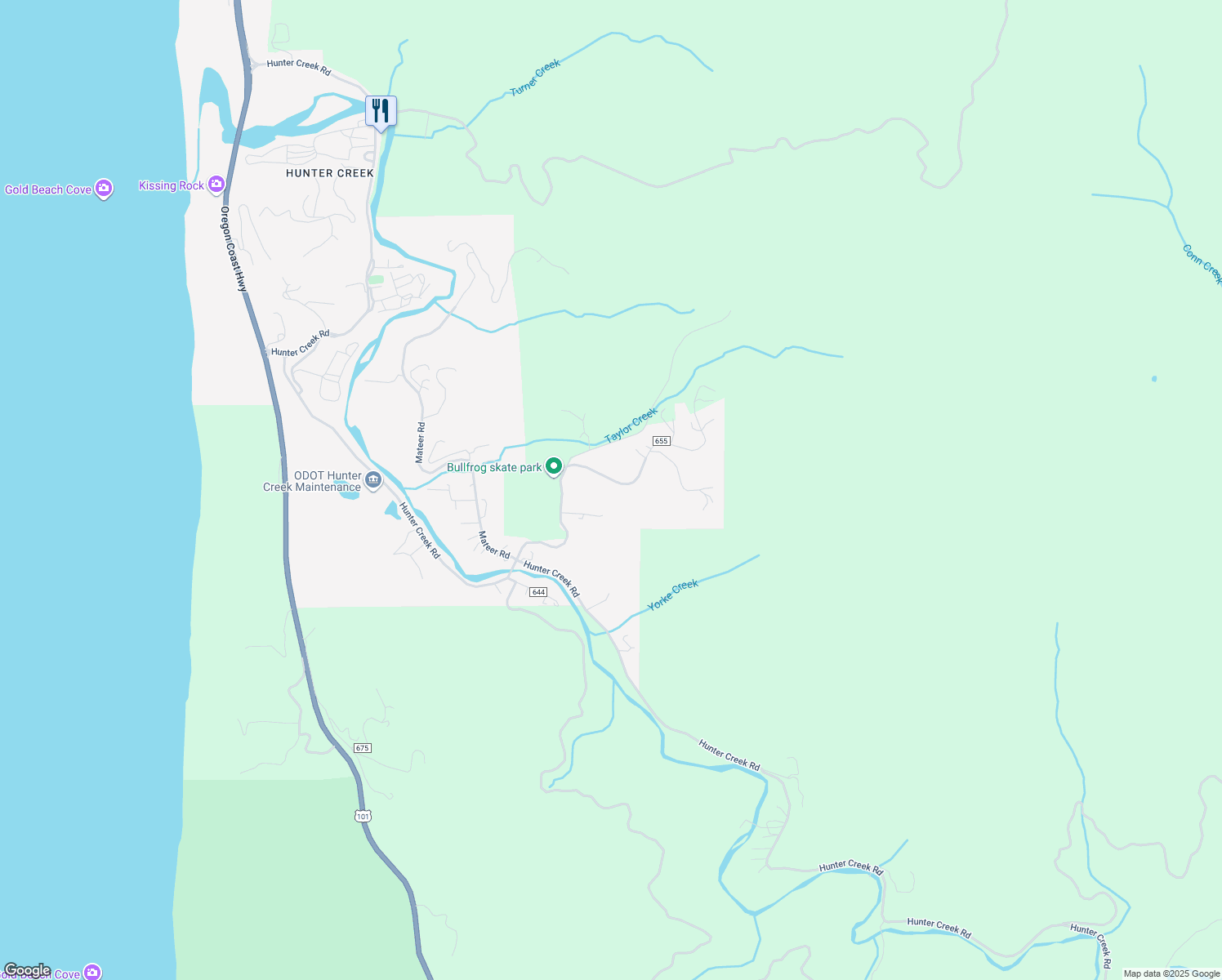 map of restaurants, bars, coffee shops, grocery stores, and more near 28355 Hunter Creek Heights in Gold Beach