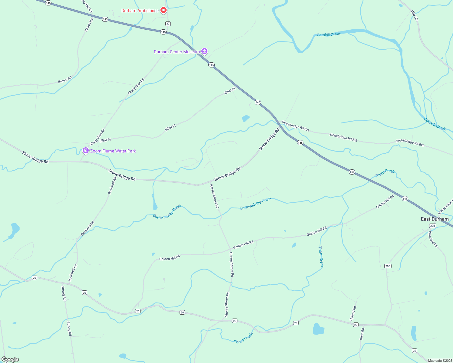 map of restaurants, bars, coffee shops, grocery stores, and more near 219 Stone Bridge Rd in East Durham