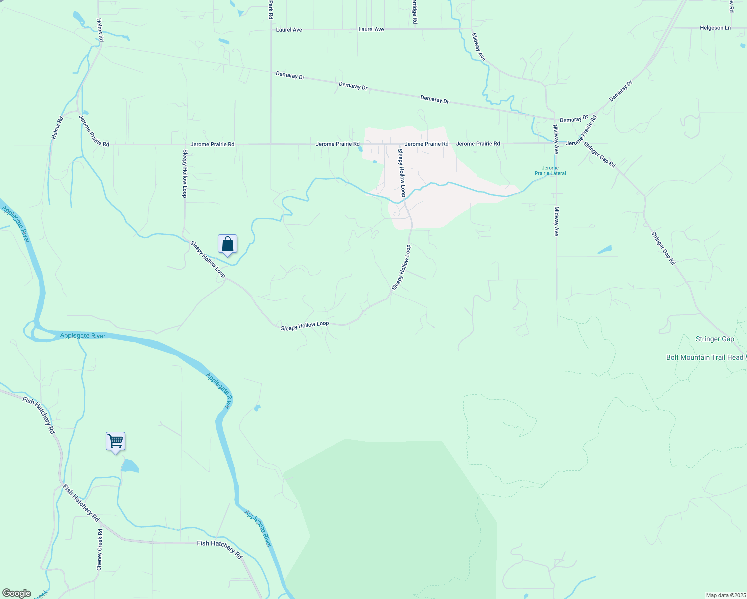map of restaurants, bars, coffee shops, grocery stores, and more near 766 Sleepy Hollow Loop in Grants Pass