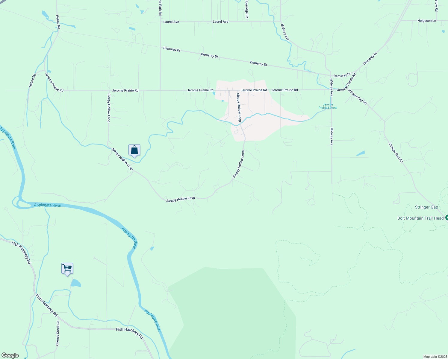 map of restaurants, bars, coffee shops, grocery stores, and more near 766-836 Sleepy Hollow Loop in Grants Pass