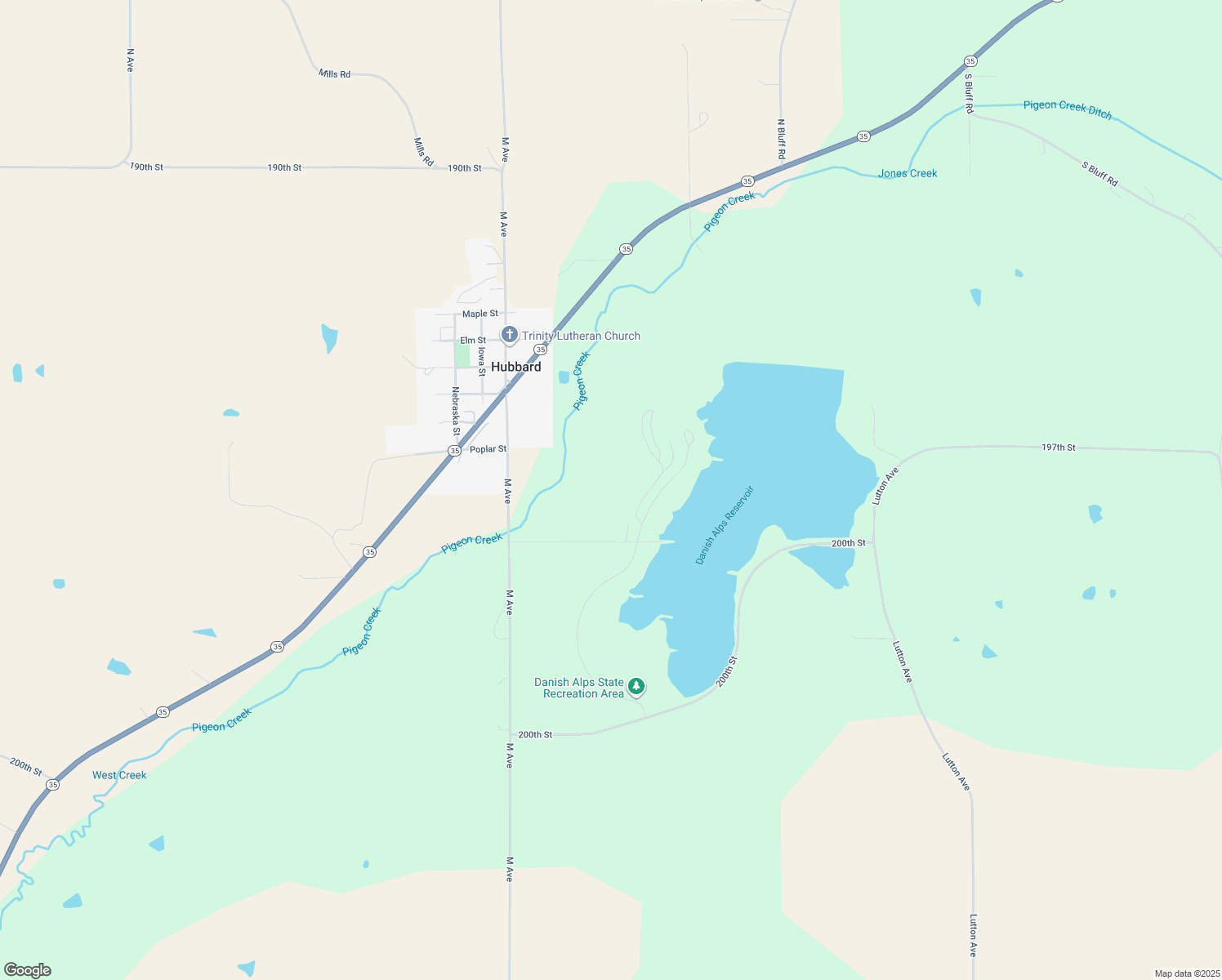 map of restaurants, bars, coffee shops, grocery stores, and more near 1271 200th Street in Hubbard