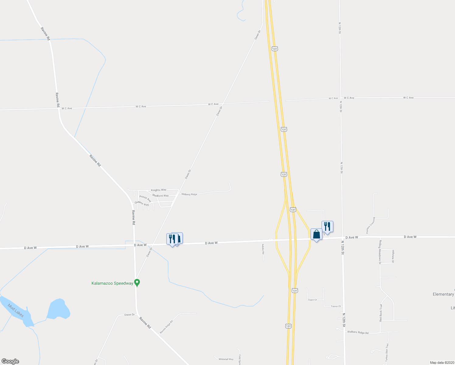 map of restaurants, bars, coffee shops, grocery stores, and more near 8373 Millstone Court in Kalamazoo