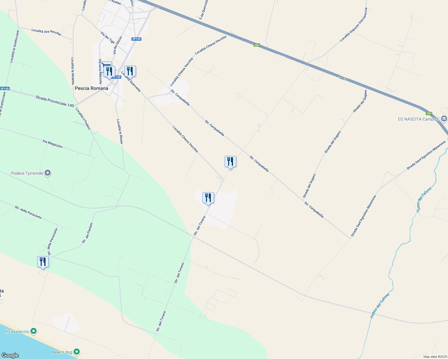 map of restaurants, bars, coffee shops, grocery stores, and more near 1 Località Quercette - Pescia in Provincia di Viterbo