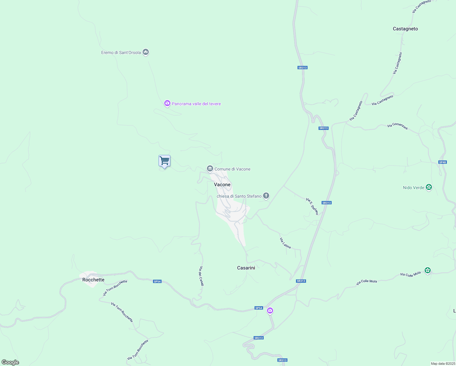 map of restaurants, bars, coffee shops, grocery stores, and more near 4 Piazza Municipio in Vacone
