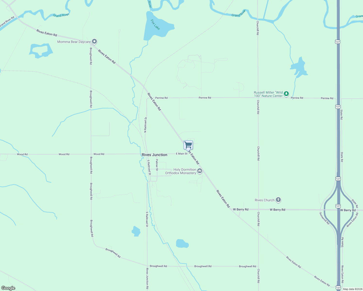 map of restaurants, bars, coffee shops, grocery stores, and more near 3787 Rives Eaton Road in Rives Junction