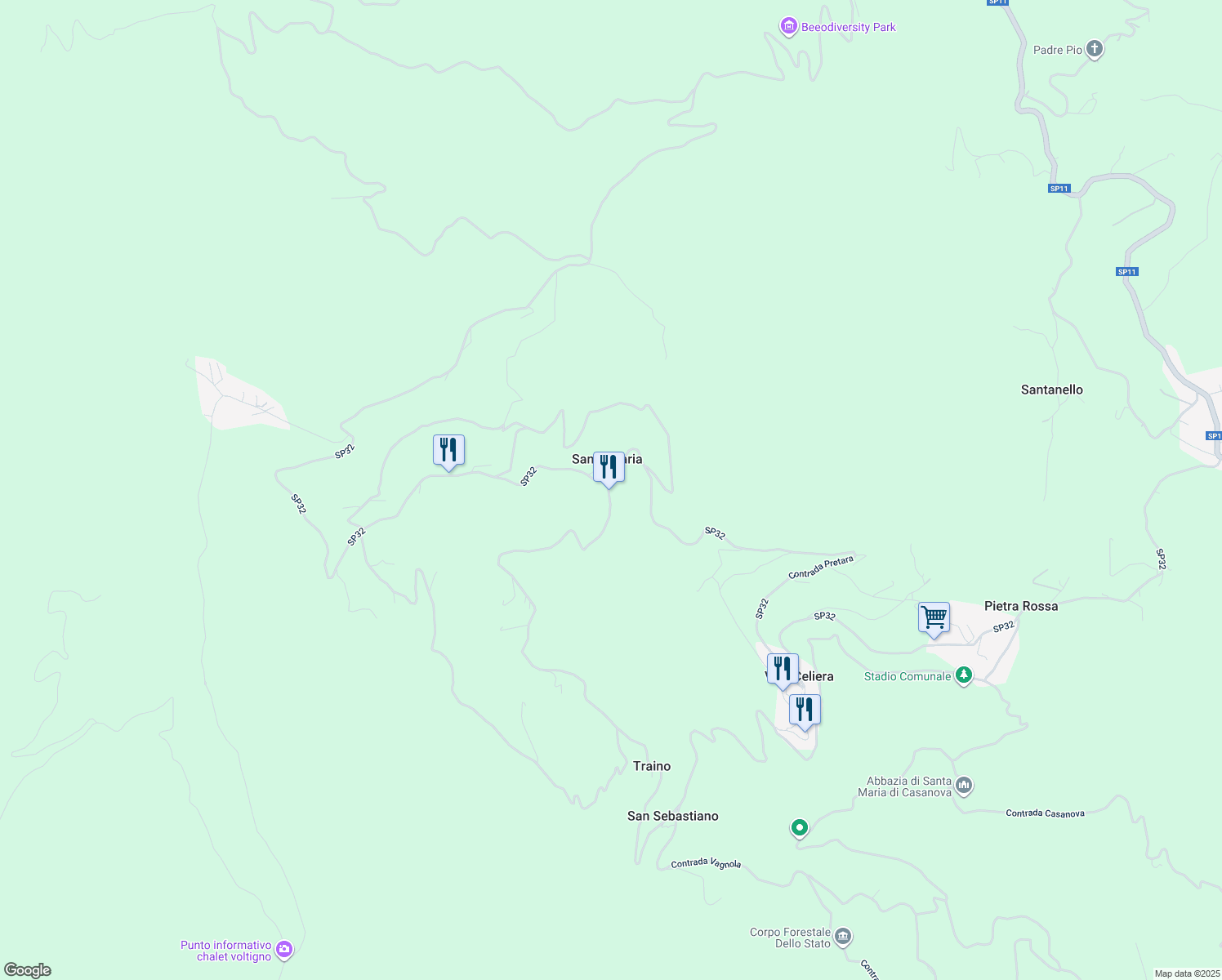map of restaurants, bars, coffee shops, grocery stores, and more near 5 Contrada Santa Maria in Santa Maria